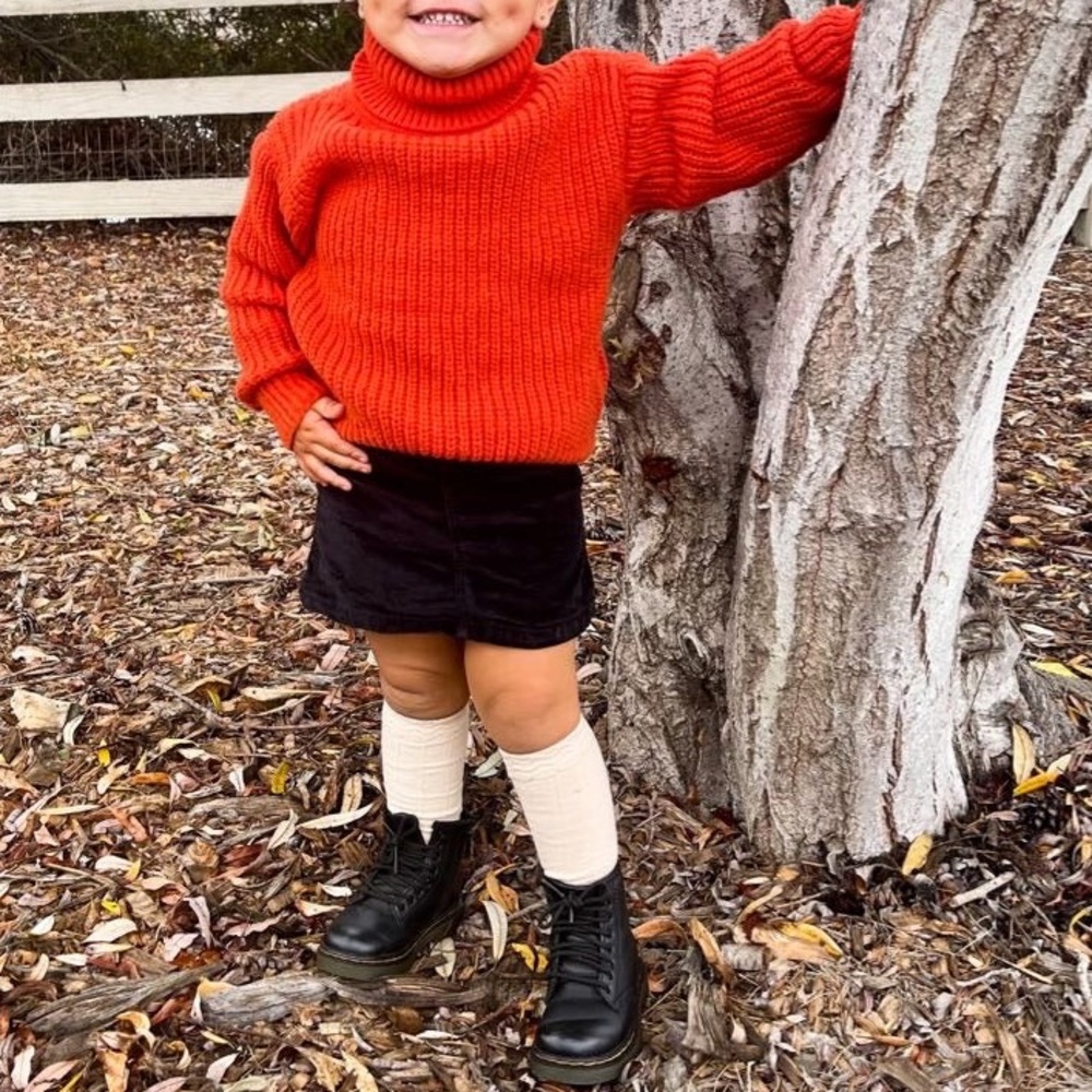 Orange Turtleneck Knitted Sweater